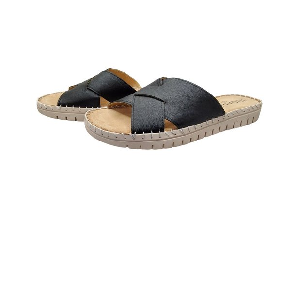 ingaro womens ingaro sport "tess" slide on black strap sandals. - Picture 1 of 6